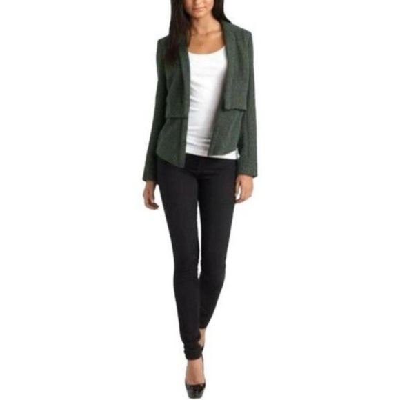 WALTER BAKER W118 Tweed Blazer Black Brown Notch Collar Lapel Open Front Jacket - Picture 13 of 13